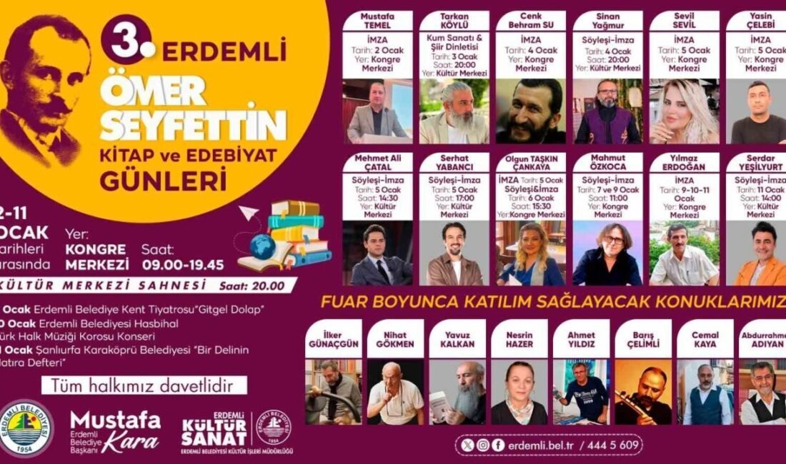 Mersin Erdemli’de ’3. Erdemli Kitap ve Edebiyat Günleri’nin 2-11 Ocak