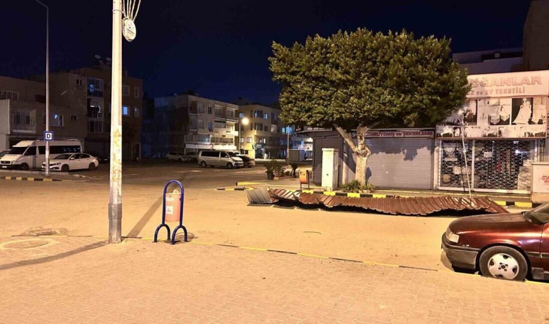Hatay’da gece saatlerinde etkili olan fırtına ağaçları yerinden söktü, çatları
