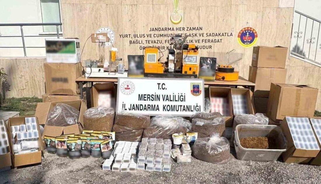 Mersin’de jandarma ekiplerince düzenlenen operasyonda 73 bin 500 adet makaron