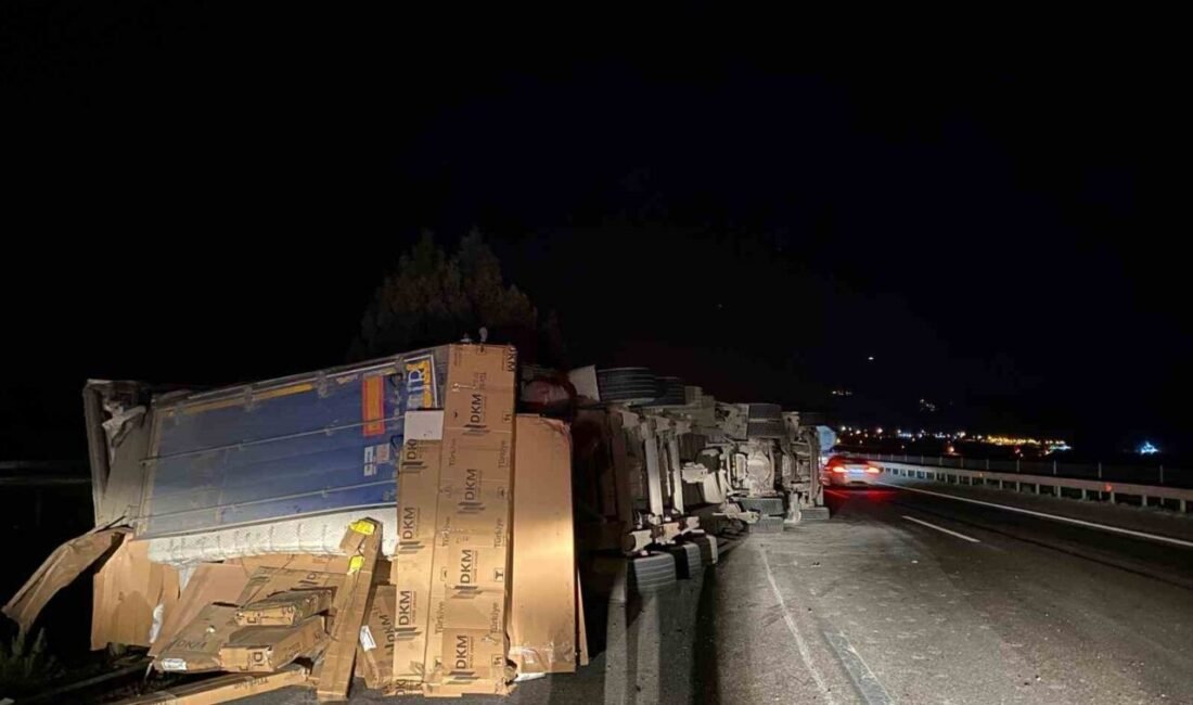 Osmaniye’de kontrolden çıkarak devrilen tırda yangın çıktı. Yaralanan sürücü hastaneye