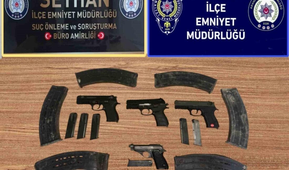 Adana’da bir işyerine yapılan operasyonda 4 ruhsatsız silah ve 82