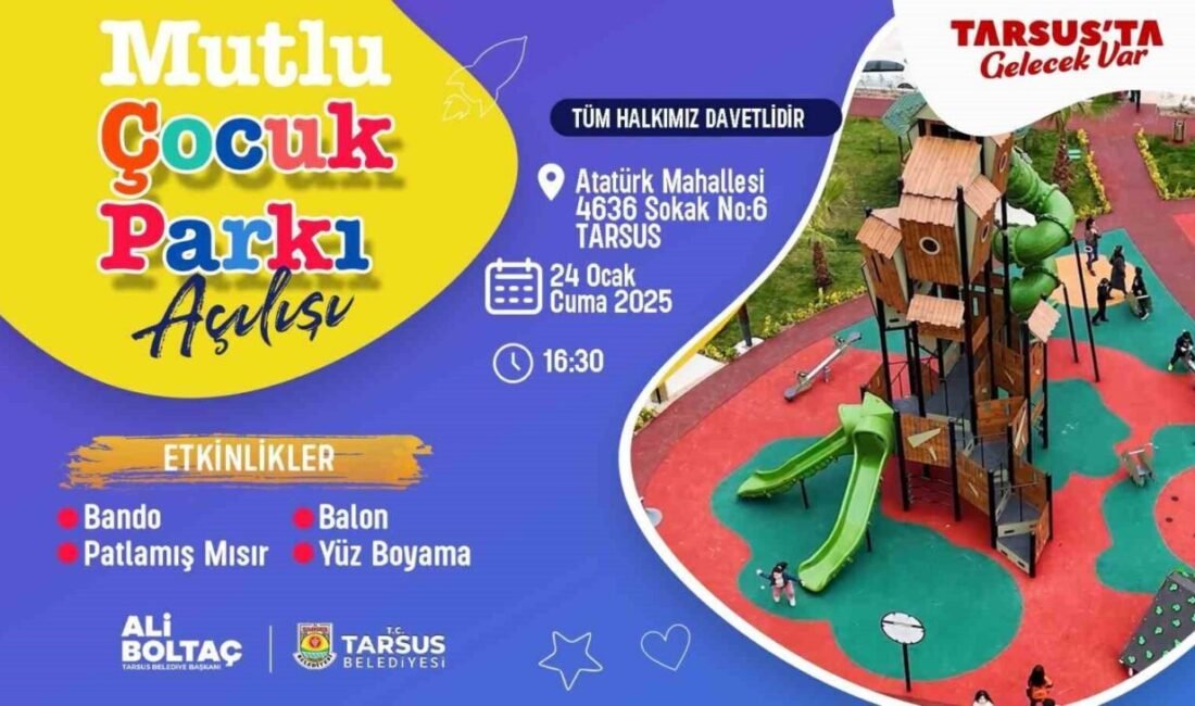 Tarsus Belediyesinin yapımını tamamladığı Mutlu Çocuk Parkı hizmete açılacak. Modern