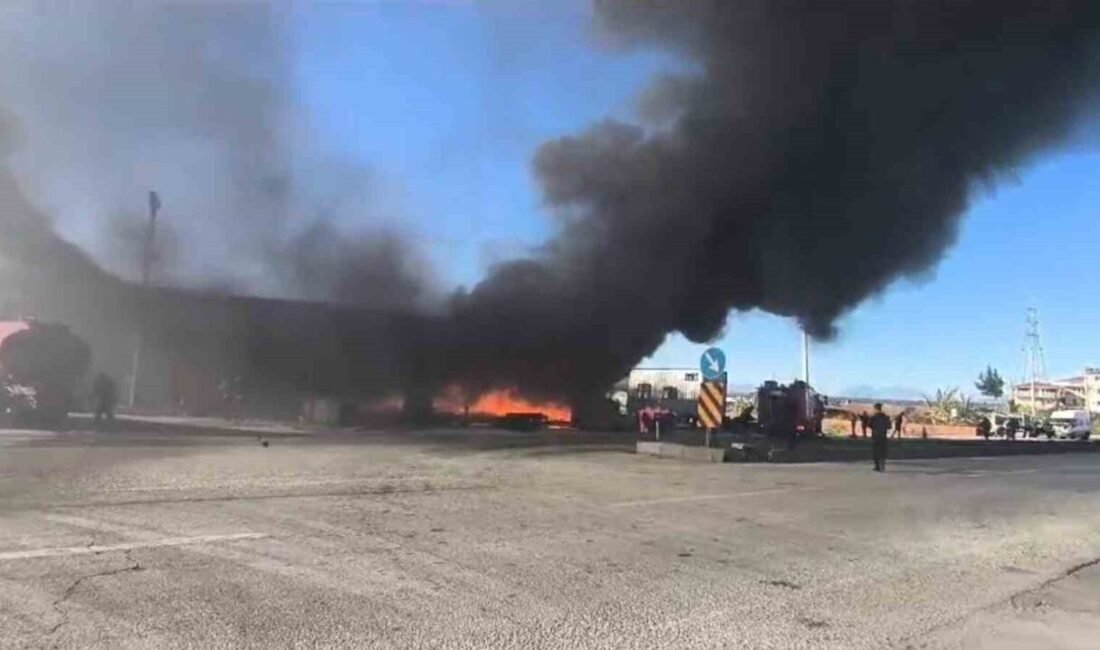 Antalya’nın Serik ilçesinde yaş sebze meyve deposunda çıkan yangında plastik