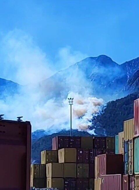 Antalya’nın Konyaaltı ilçesinde orman yangını çıktı. Şiddetli rüzgarın etkisiyle büyüyen