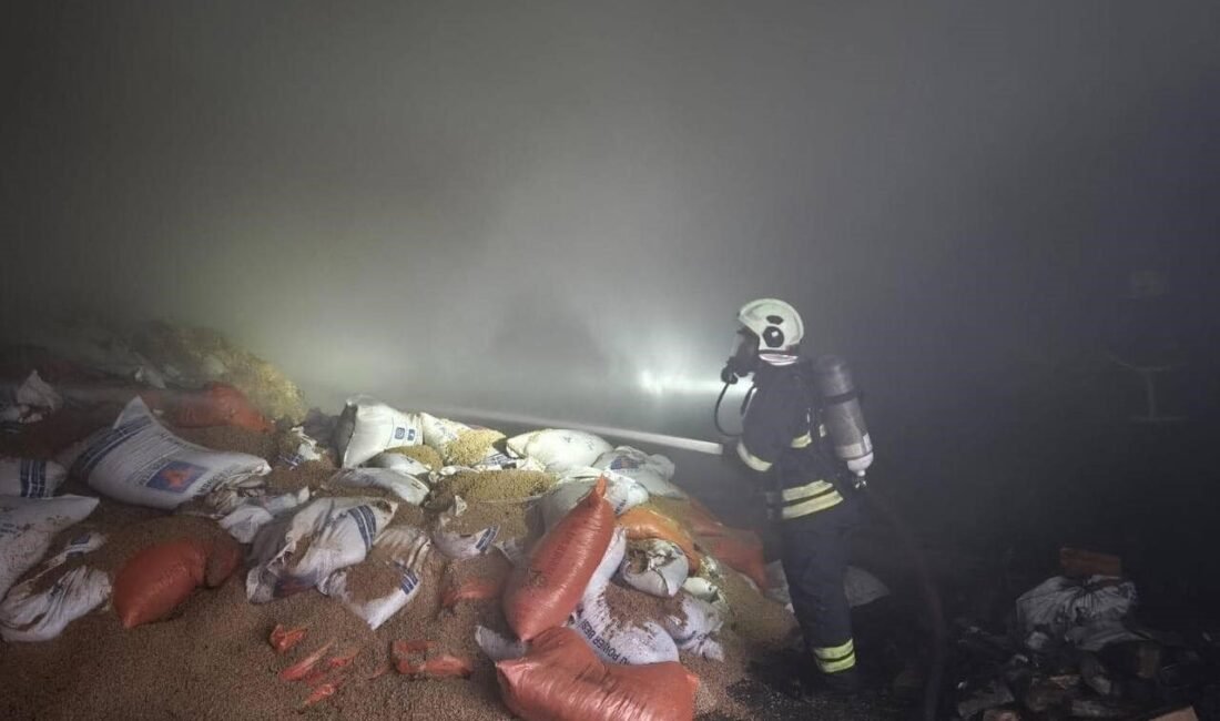 Hatay’ın Arsuz ilçesinde bir ahırın samanlık kısmında yaşanan yangın itfaiye
