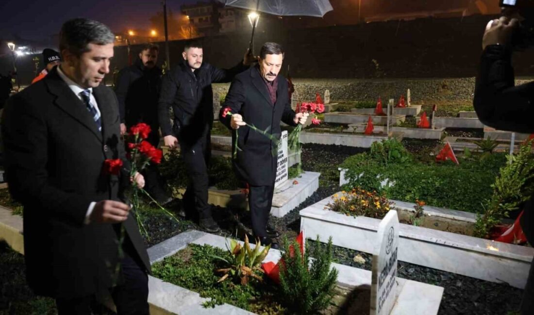 Hatay’da depremin ikinci yılında deprem şehitliğini ziyaret eden İl Valisi