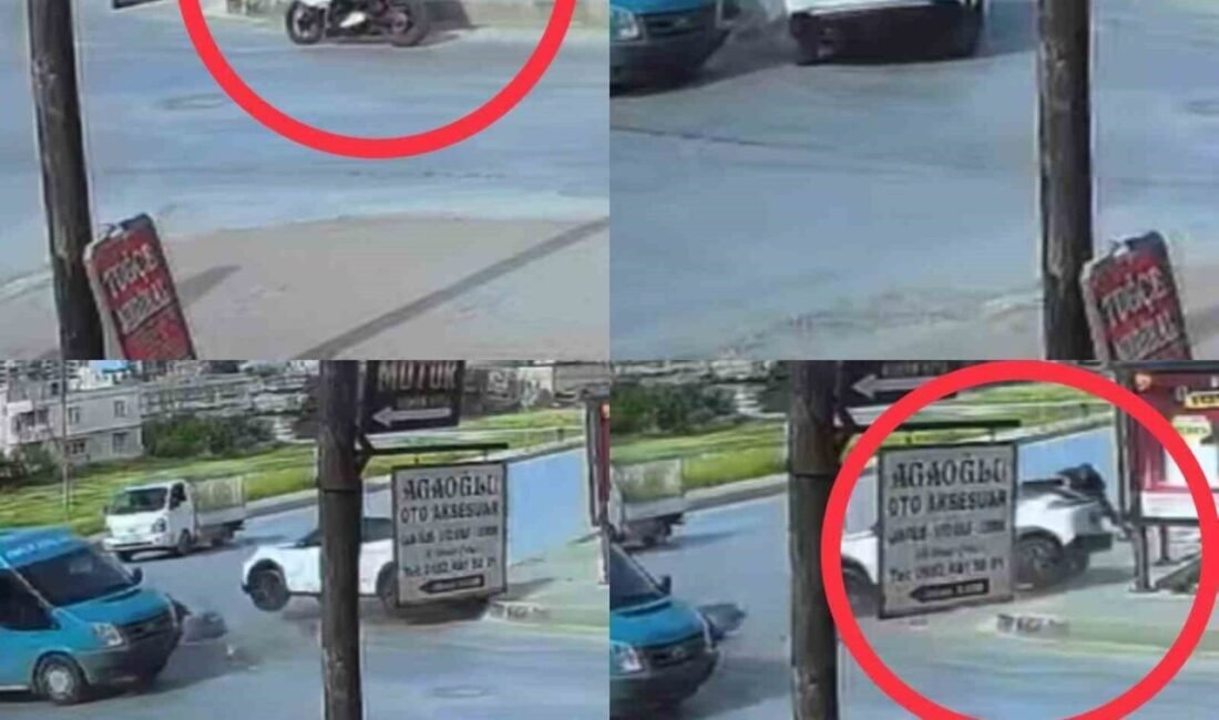 Mersin’in Tarsus ilçesinde minibüs ile otomobil çarpıştı, kaldırımda yürüyen bir