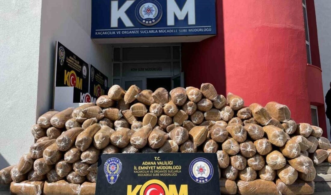 Adana’da 1 ton 100 kilogram kaçak tütün ve 9 bin