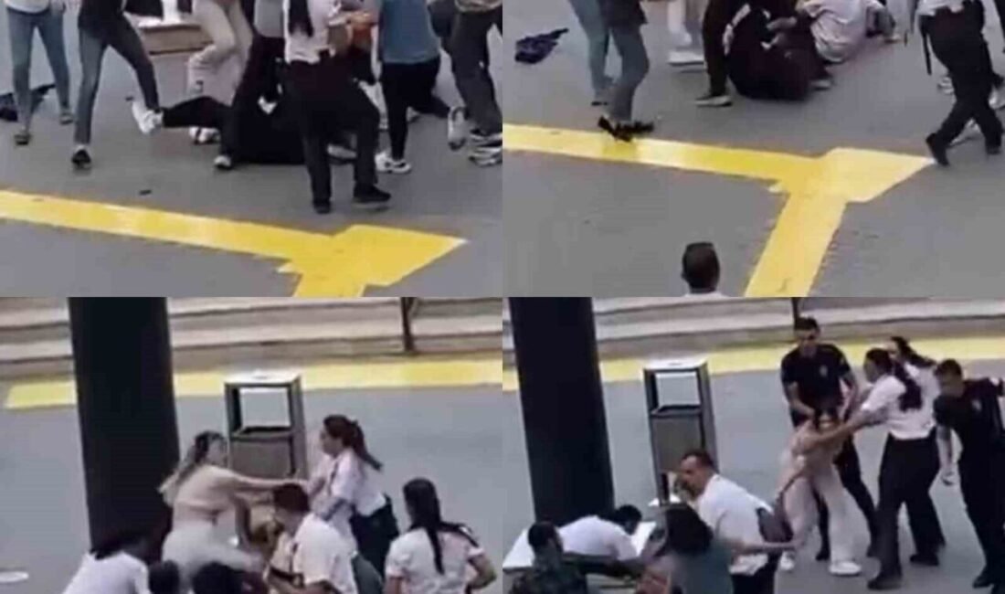 Mersin’de bulunan Forum Alış Veriş Merkezi önünde, kadınlardan oluşan iki