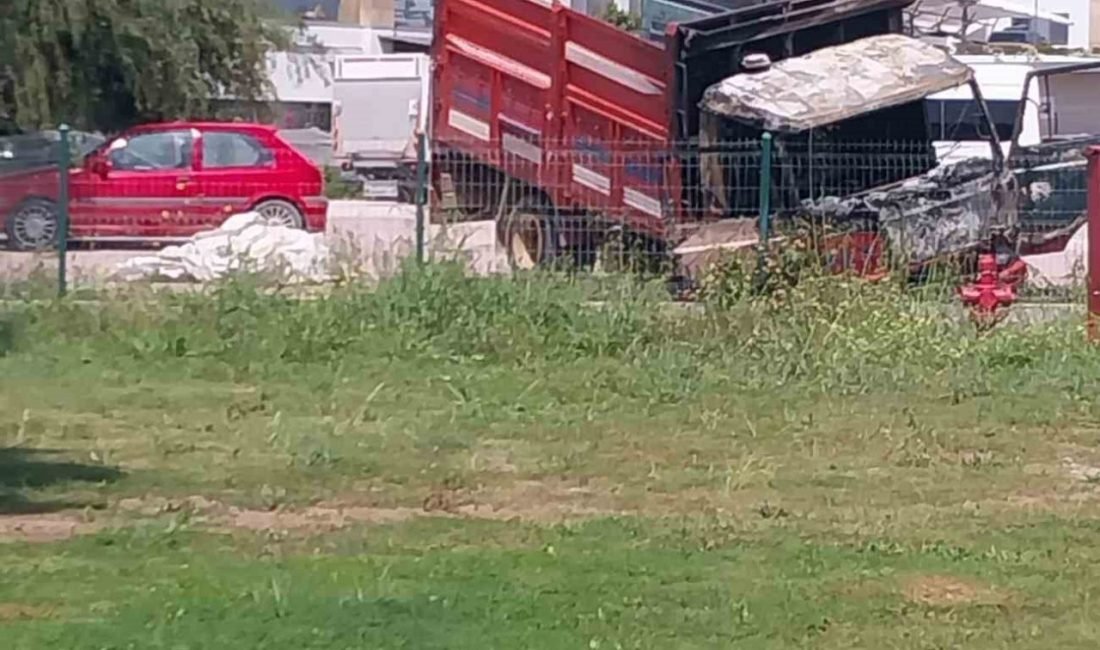 Antalya’nın Serik ilçesinde park halindeki kamyonette çıkan yangın çam ağacına