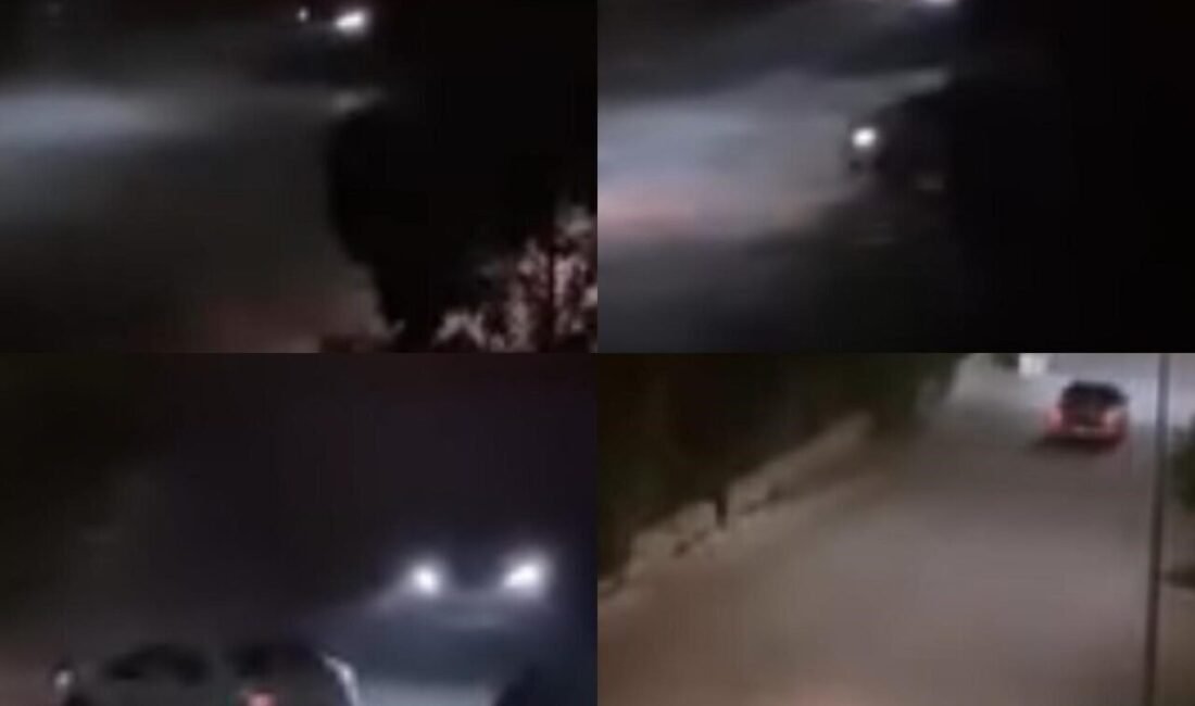 Mersin’in Tarsus ilçesinde bir okulun bahçesinde iki araçla drift atıldı,