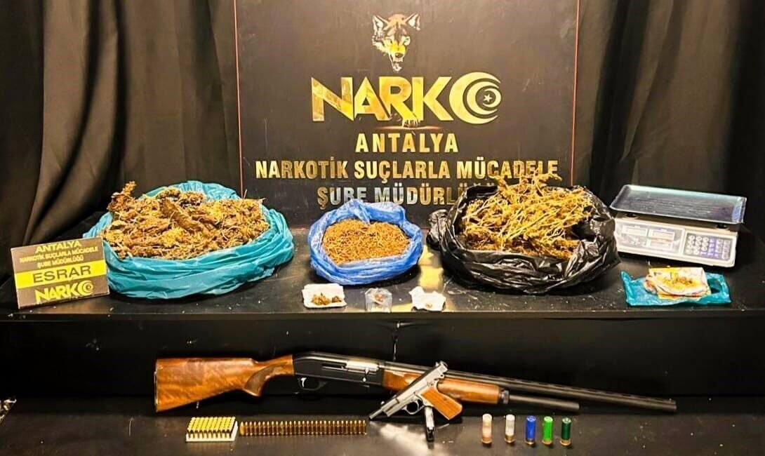 Antalya’da son 1 haftada düzenlenen operasyonlarda kilolarca uyuşturucu madde ve