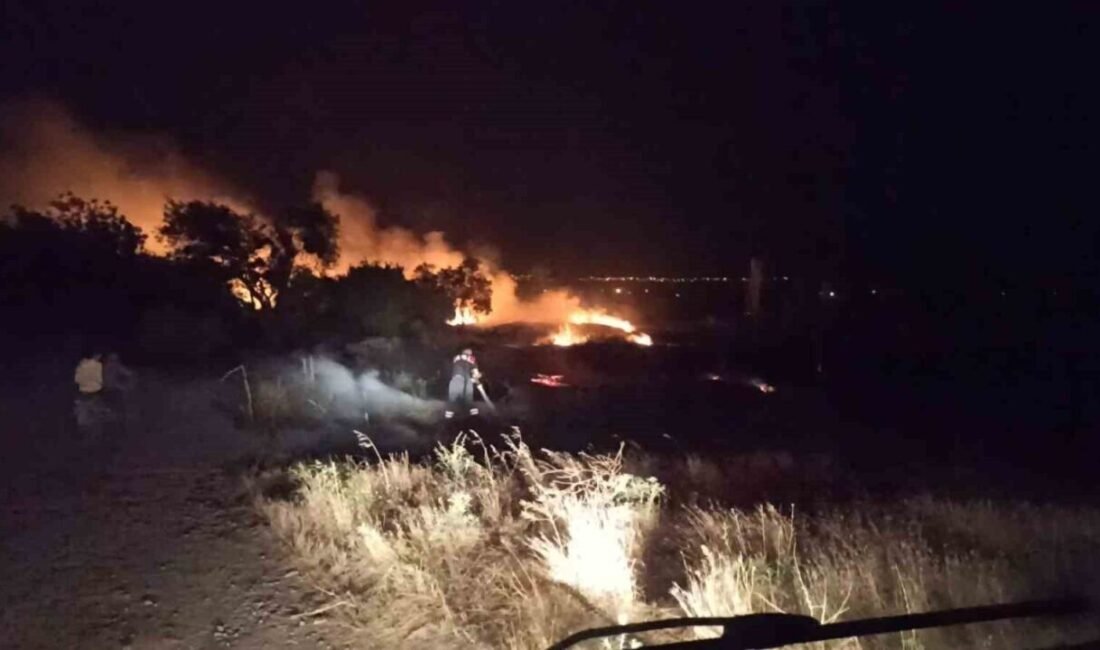 Burdur merkeze bağlı Askeriye köyünde gece saatlerinde çıkan anız yangınında