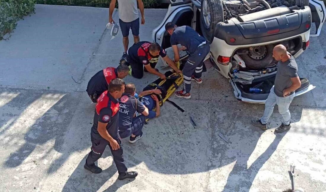 Burdur’da kontrolden çıkan otomobilin dere yatağına düşmesi sonucu meydana gelen