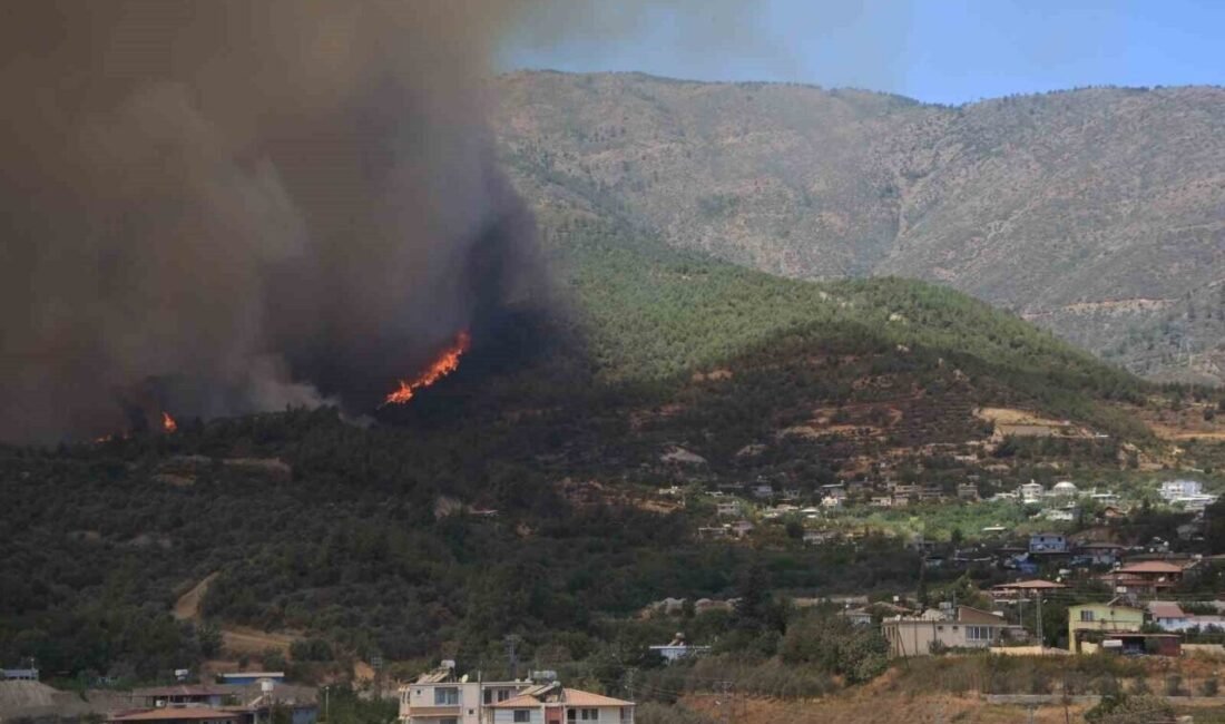 Hatay’da kent merkezine yakın ormanlık alanda çıkan yangın, evlere zarar