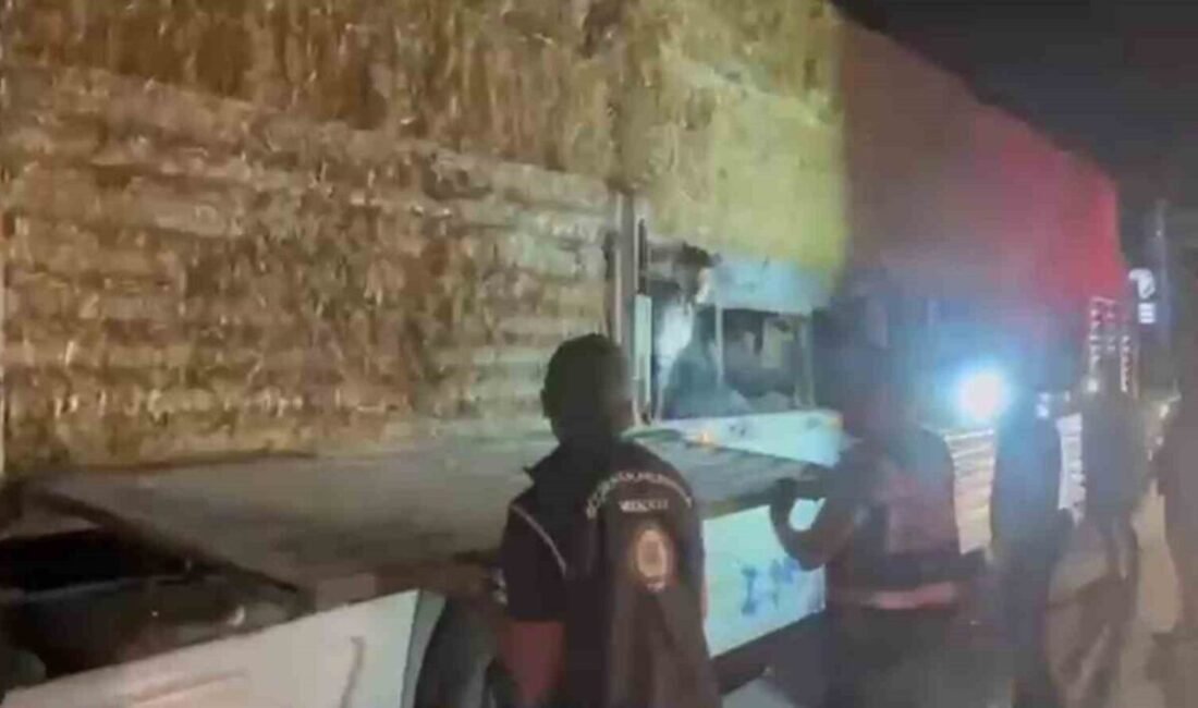Hatay’da saman balyası yüklü tırda saklanan 31 kaçak göçmen yakalandı.