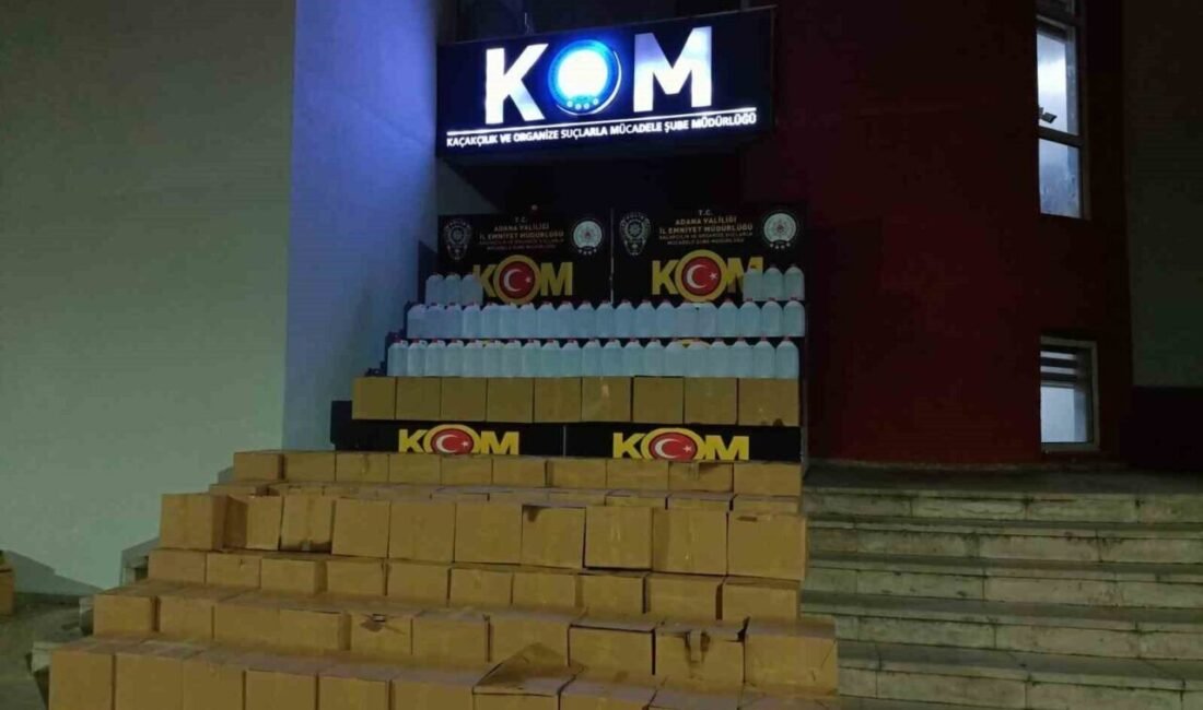Adana’da polisin düzenlediği operasyonda 1 ton 690 litre kaçak etil