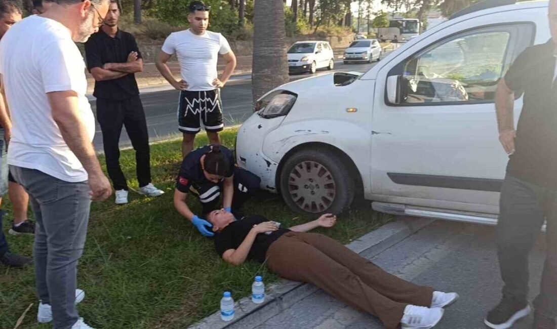 Manavgat Titreyengöl Caddesi’nde sürücüsünün direksiyon hakimiyetini kaybettiği hafif ticari araç,