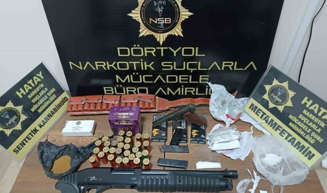 Hatay’ın Dörtyol ilçesinde yapılan uyuşturucu operasyonunda bir ikamette çok sayıda