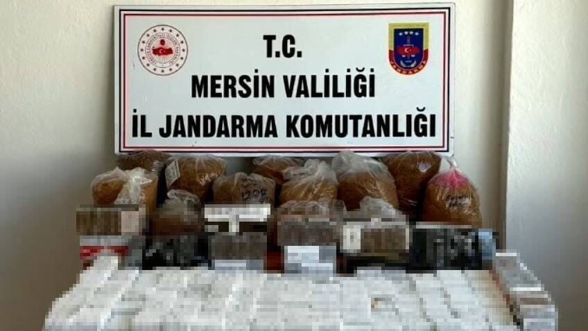 Mersin’de jandarma ekiplerinin düzenlediği kaçak sigara operasyonunda çok sayıda makaron