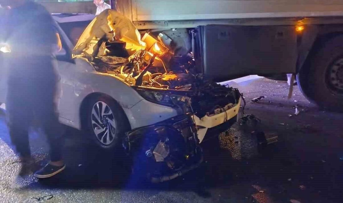 Hatay’da park halindeki tıra çarpan otomobildeki 3 kişi ağır yaralandı.
