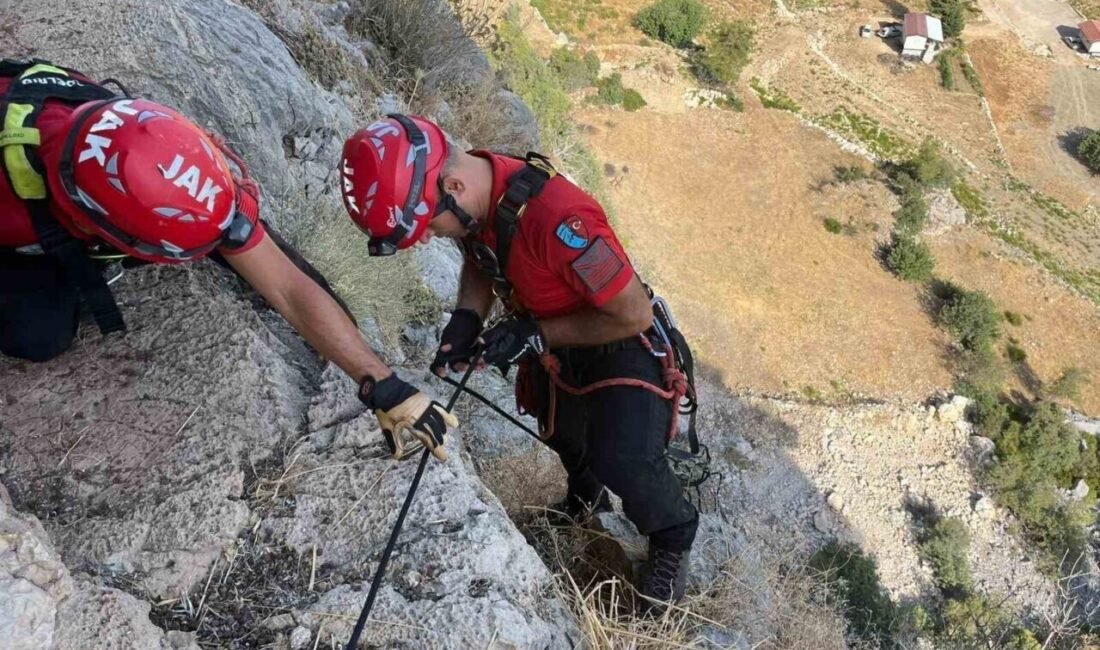 Antalya’nın Serik ilçesinde sarp arazide mahsur kalan keçi, 3 gün