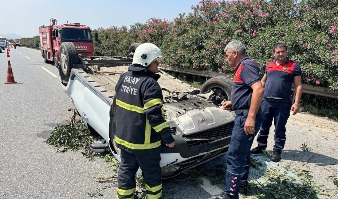 Hatay’da takla atarak ters dönen otomobilin sürücüsü yaralandı. Kaza, Hatay