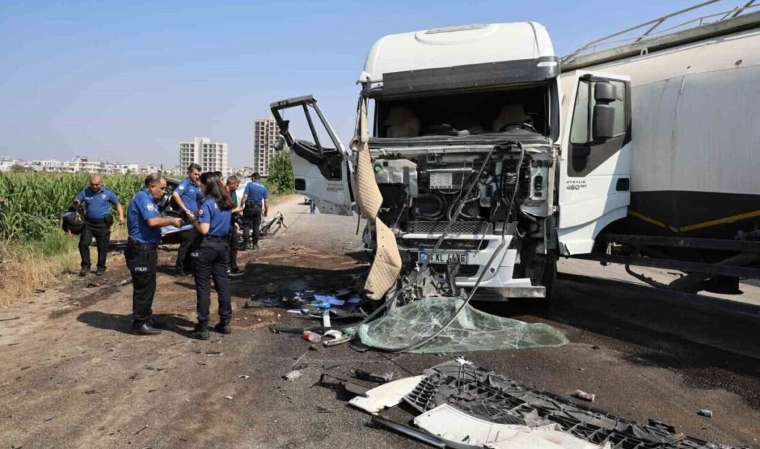 Adana’da sürücüsünün direksiyon hakimiyetini kaybettiği tanker, karşı şeritte kırmızı ışıkta