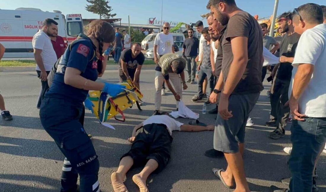Antalya’da otomobille çarpışan motosiklet sürücüsünün otomobilin ön camına çarpıp ağır