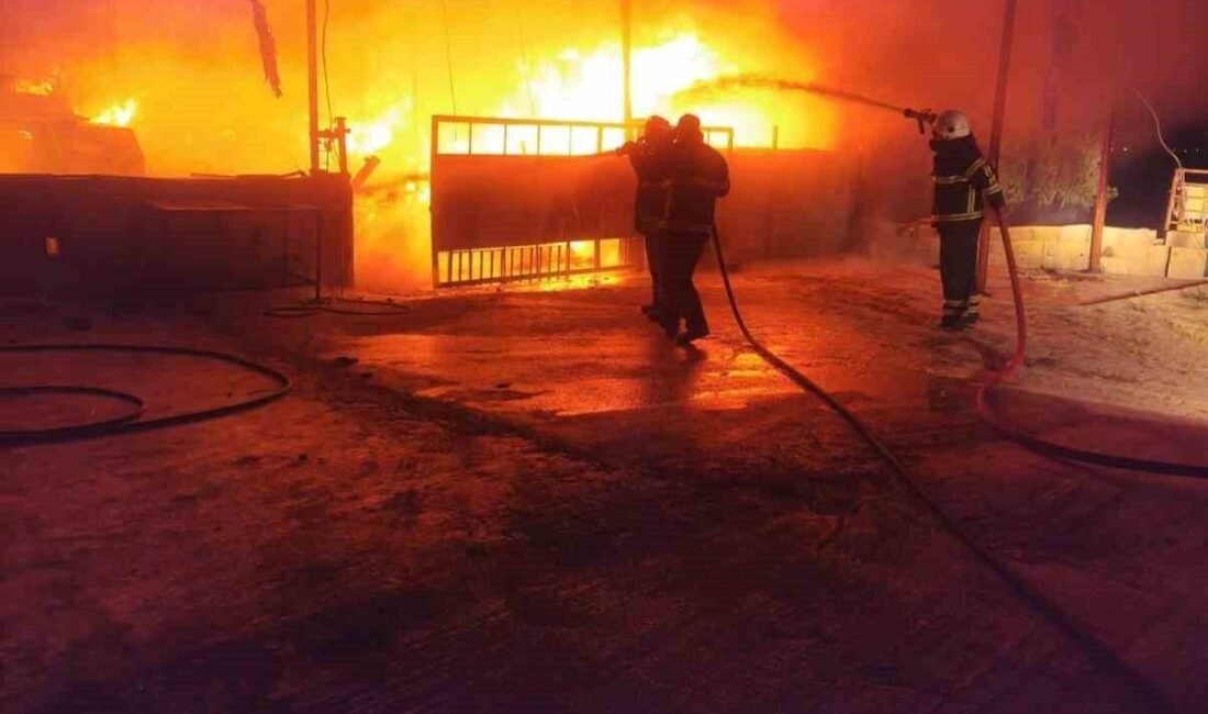 Hatay’da samanlıkta çıkan yangında yükselen alevler, itfaiye ekipleri tarafından söndürüldü.