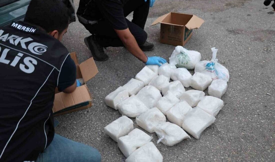 Mersin polisinin yaptığı operasyonda otomobilde bardak kolilerinin içerisine zulalanan 31