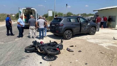 Antalya’nın Serik ilçesinde cip ile motosiklet çarpışması sonucu meydana gelen