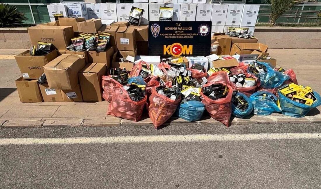 Adana’da polis ekiplerinin tütün, makaron, elektronik sigara ve kaçak dolum