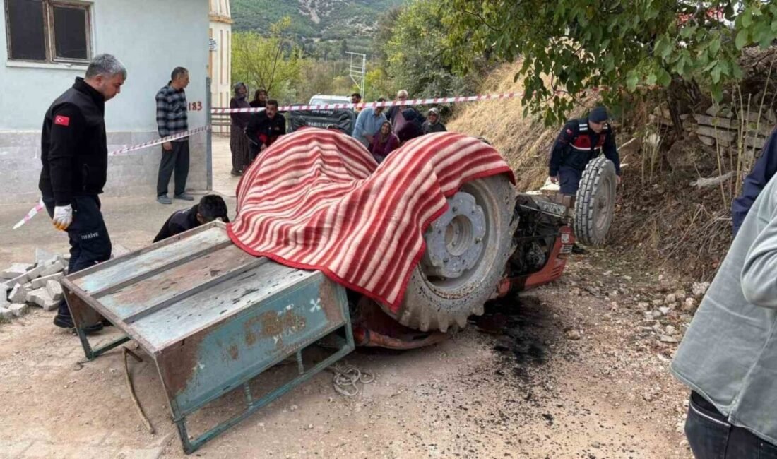 Burdur’un Çeltikçi ilçesinde direksiyon hakimiyetini kaybetmesi sonucu devrilen traktörün altında