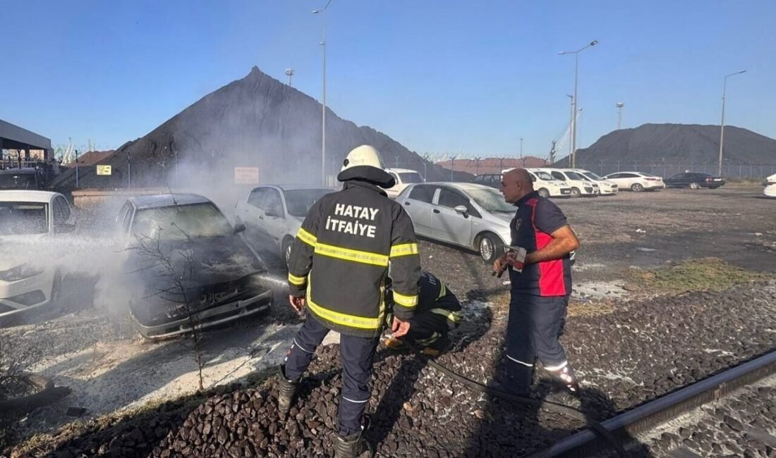 Hatay’da park halindeyken alevlere teslim olan otomobil kullanılmaz hale geldi.