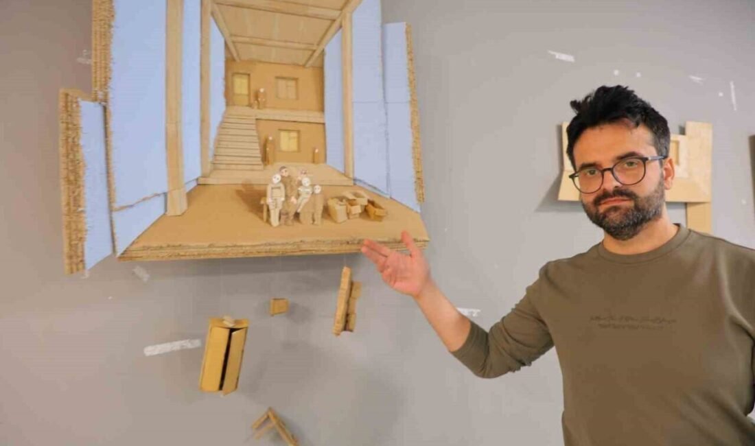 Kahramanmaraş’ta atık koli kutularından oluşturulan Filistin’in sessiz duvarları isimli sergi