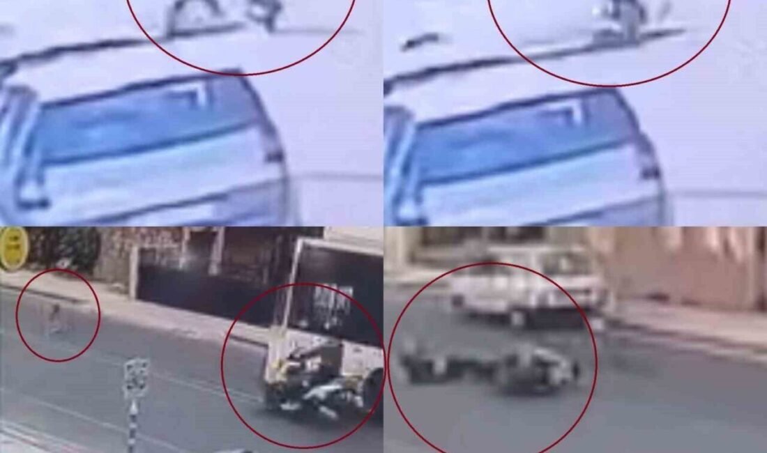 Mersin’de meydana gelen iki ayrı motosiklet kazası güvenlik kamerasına saniye