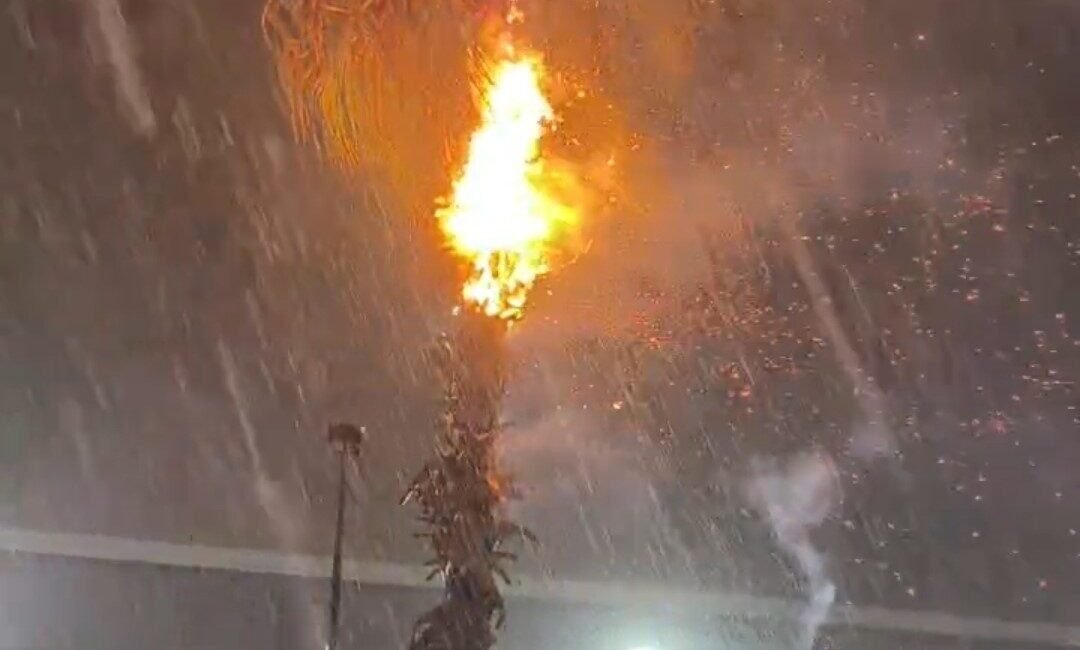 Adana’da etkili olan sağanak yağış sırasında iki farklı noktaya yıldırım