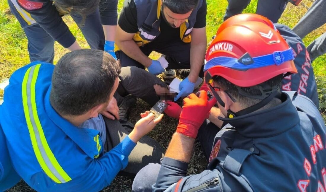 Adana’nın Ceyhan ilçesinde ayağı motorlu testereye sıkışan şahıs, itfaiye ekipleri