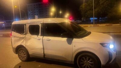 Adana’da bulvar üzerinde koşan başıboş bir atın hafif ticari araca