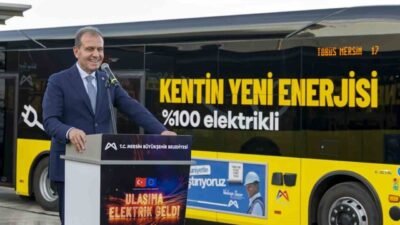Mersin Büyükşehir Belediyesi’nin, 18 elektrikli otobüs ve 14 şarj ünitesini