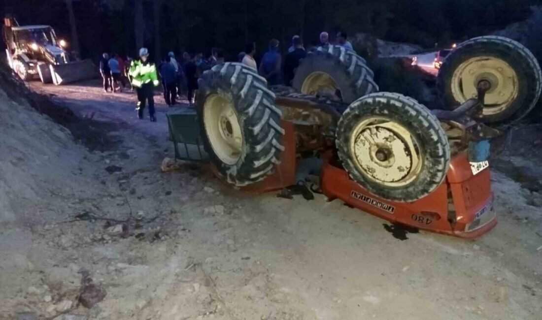 Burdur’un Bucak ilçesinde meydana gelen kazada devrilen traktörün altında kalan