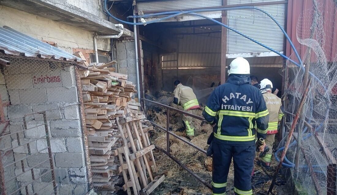 Hatay’da samanlıkta çıkan yangın, ahırsa sıçramadan itfaiye ekipleri tarafından söndürüldü.