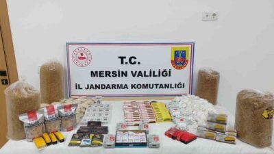 Mersin’de jandarma ekipleri çok sayıda makaron, tütün ve 65 adet