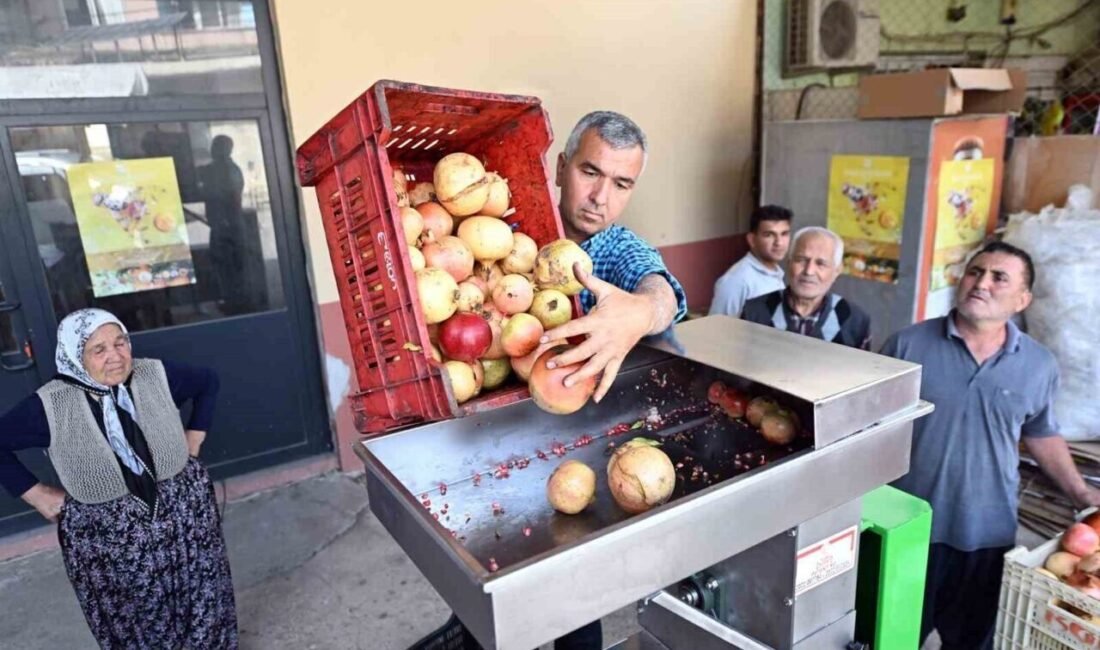 Mersin’de üreticilere teslim edilen nar taneleme ve sıkma makinesi, Karahacılı’daki