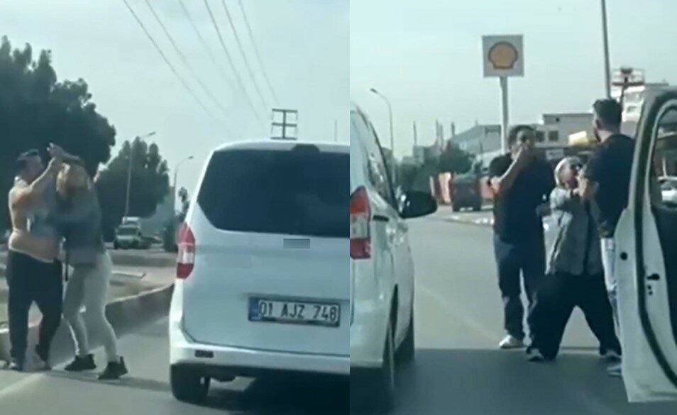 Adana’da trafikte sürücüler arasında yaşanan kavga cep telefonu kamerasıyla görüntülendi.