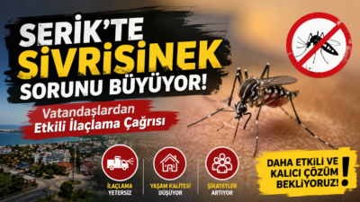 Serik'te sivrisinek şikayetleri zirveye çıktı. Vatandaşlar ilaçlama çalışmalarının yetersiz kaldığını