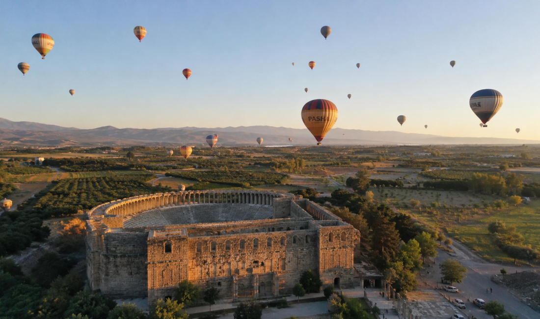 Aspendos sicak hava balonu turu ile tarihi Roma tiyatrosunu havadan