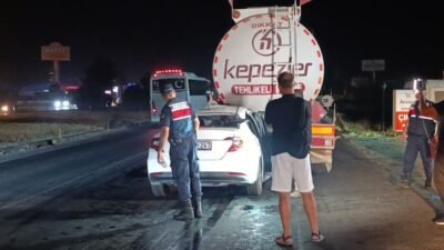 Antalya’nın Manavgat ilçesinde otomobilin akaryakıt tankerine arkadan çarpması sonucu sürücü
