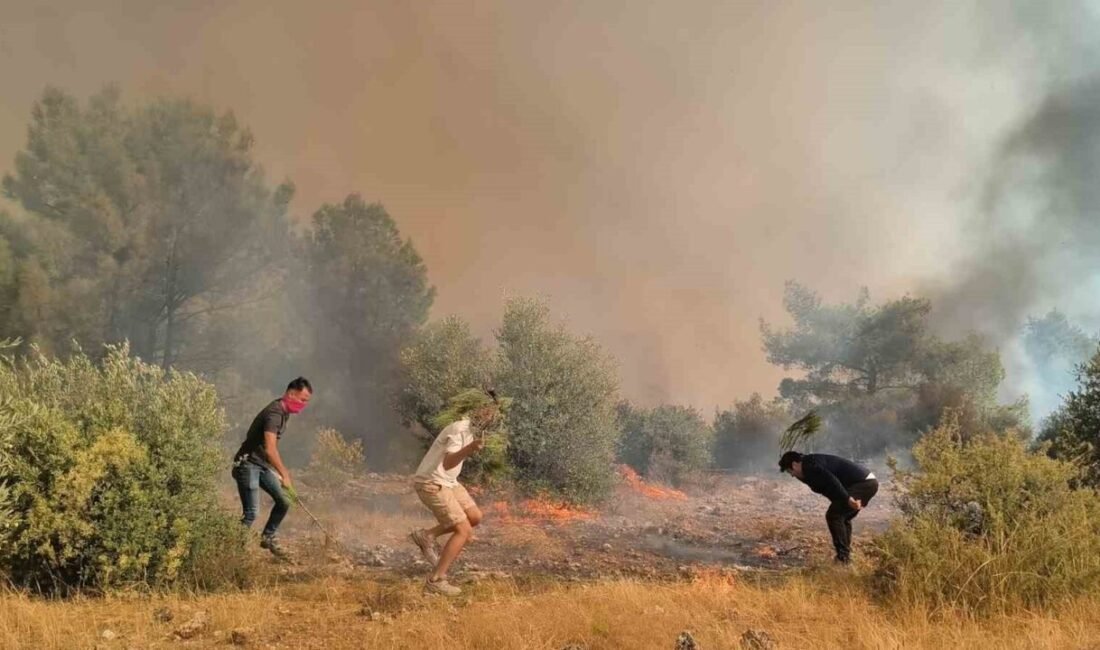 Antalya’nın Aksu ilçesinde dün öğle saatlerinde başlayan ve rüzgar sebebiyle